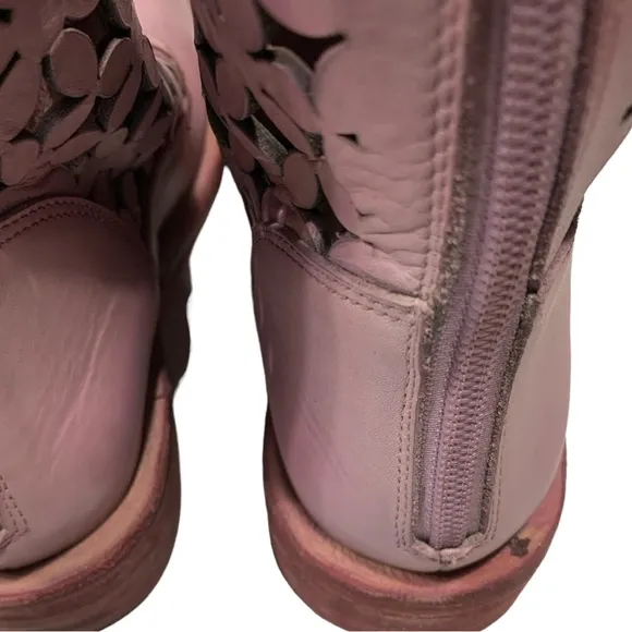 Free People Flower Power Lace-up Ankle Boots Pink Combat Boots Sz 36 US 6