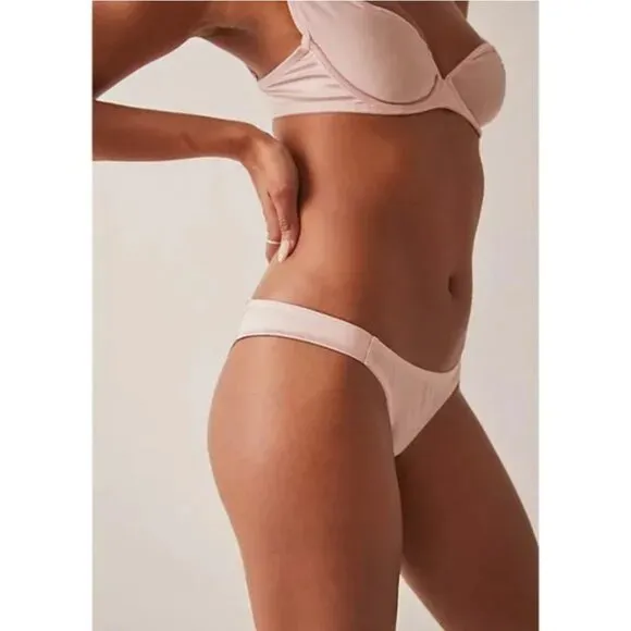 Free People Heart Throb Underwire Bra and Cheeky Undies Set in Silver Pink