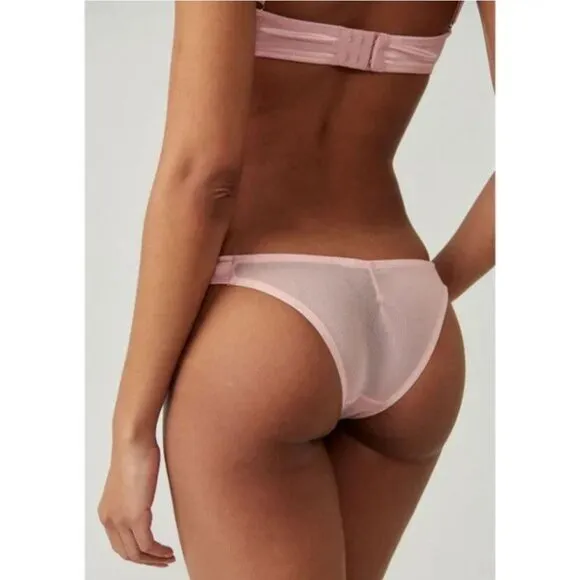 Free People Heart Throb Underwire Bra and Cheeky Undies Set in Silver Pink