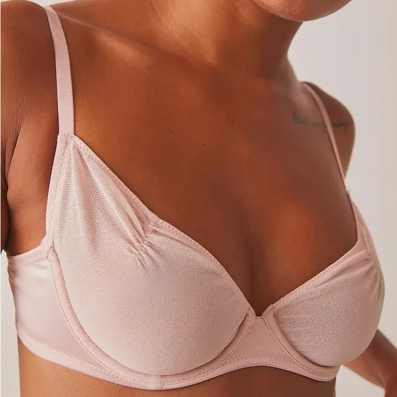 Free People Heart Throb Underwire Bra and Cheeky Undies Set in Silver Pink