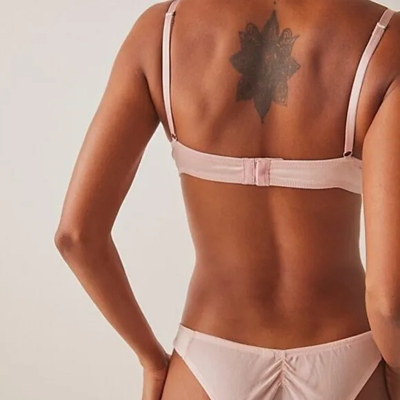 Free People Heart Throb Underwire Bra and Cheeky Undies Set in Silver Pink