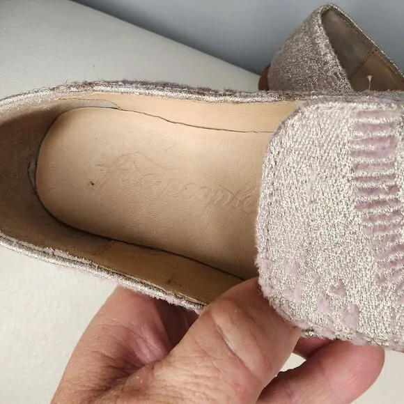 Free People Loafer wedge Velvet fabric Snake Pink Rubber Women's Size 8.5