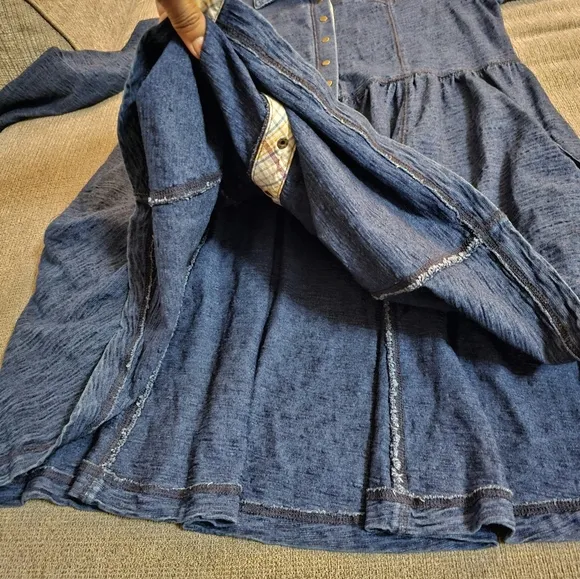 Free People Minimalist Denim Blue Boho Comfy Casual Button Down Dress Small