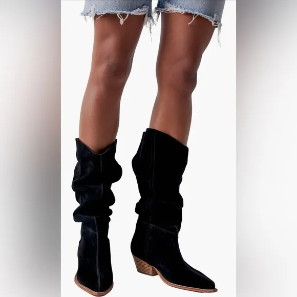 Free people sway knee-high bootBlack Suede