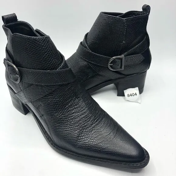 Free People Women's Back Loop Ankle Leather Booties Black EU 38 / US 8