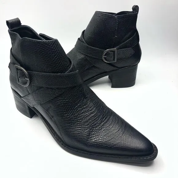 Free People Women's Back Loop Ankle Leather Booties Black EU 38 / US 8
