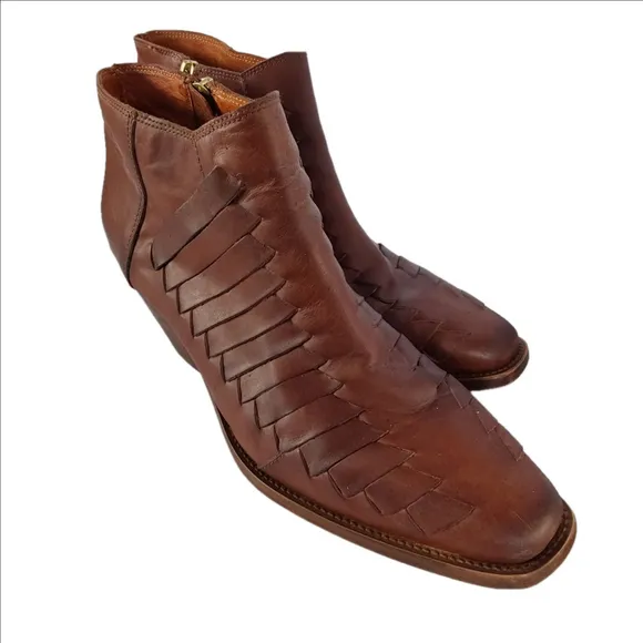Free Poeple Brown Leather Ankle Boots Size 9