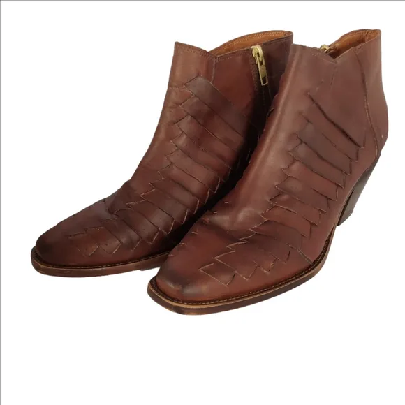 Free Poeple Brown Leather Ankle Boots Size 9