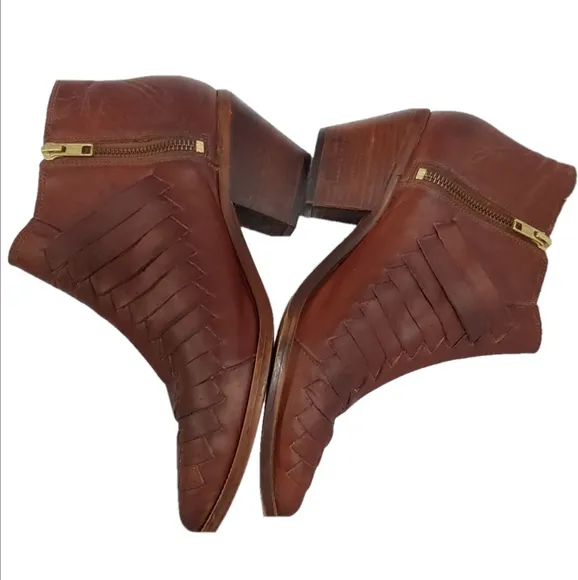 Free Poeple Brown Leather Ankle Boots Size 9