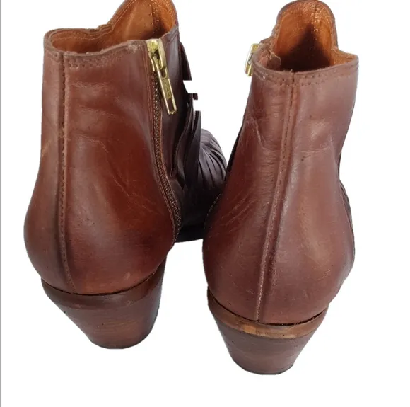 Free Poeple Brown Leather Ankle Boots Size 9