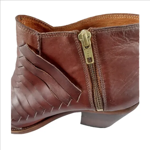Free Poeple Brown Leather Ankle Boots Size 9