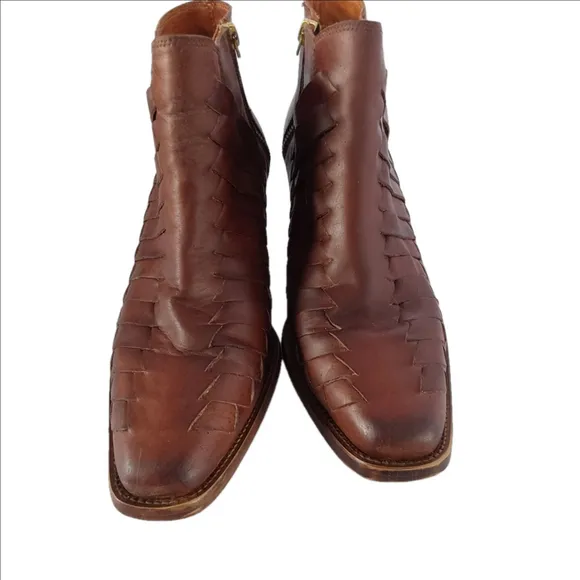 Free Poeple Brown Leather Ankle Boots Size 9
