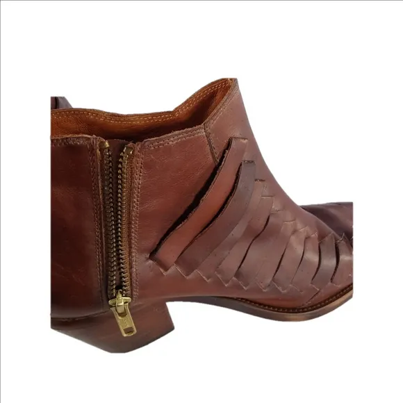 Free Poeple Brown Leather Ankle Boots Size 9