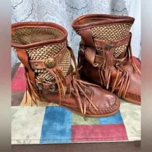 Fringed Leather Ankle Boots | Never been worn