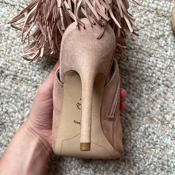 Fringed Tan Stiletto Ankle Boots