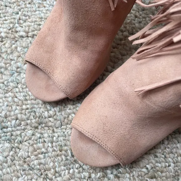 Fringed Tan Stiletto Ankle Boots