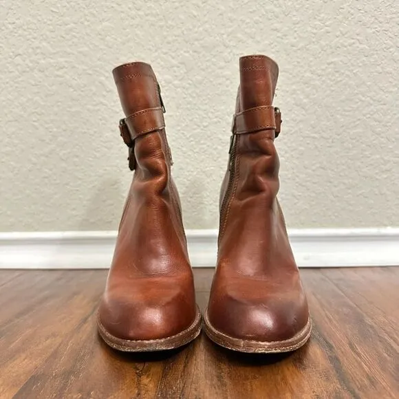 FRYE 4015 Ankle Boots Booties in Cognac Leather #3475389