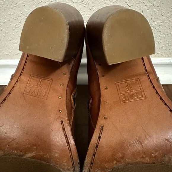 FRYE 4015 Ankle Boots Booties in Cognac Leather #3475389