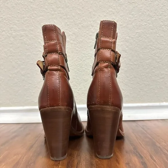 FRYE 4015 Ankle Boots Booties in Cognac Leather #3475389