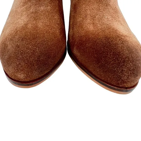 Frye and Co Size 9 Suede Ankle Boot Almond Toe Brown