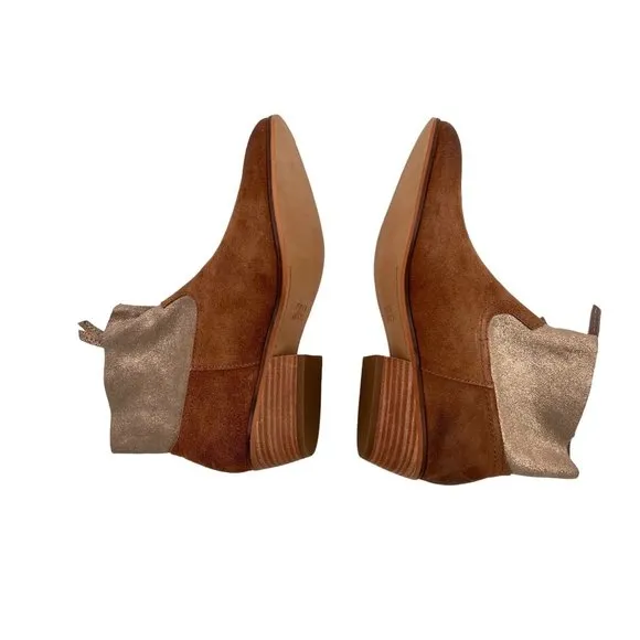 Frye and Co Size 9 Suede Ankle Boot Almond Toe Brown