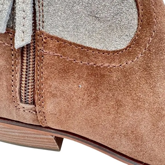 Frye and Co Size 9 Suede Ankle Boot Almond Toe Brown