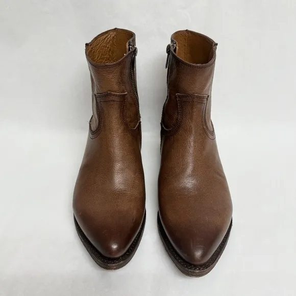 FRYE Billy Inside Zip Boots in Stone Brown Leather Size 8.5