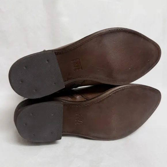 FRYE Billy Inside Zip Boots in Stone Brown Leather Size 8.5
