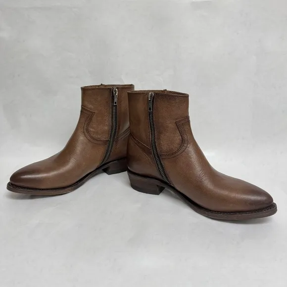 FRYE Billy Inside Zip Boots in Stone Brown Leather Size 8.5
