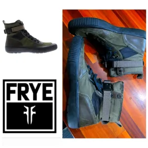 Frye Combat Lace Up 80203 Mens Green Canvas Lifestyle Sneakers Shoes Size 10.5