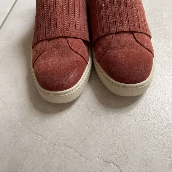 Frye Ivy gore slip on suede shoes rosewood pink size 9