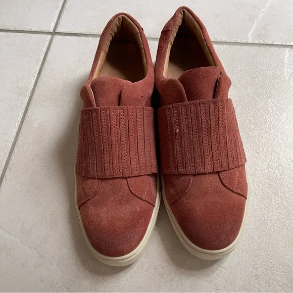 Frye Ivy gore slip on suede shoes rosewood pink size 9