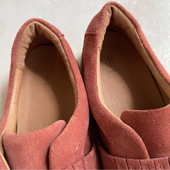 Frye Ivy gore slip on suede shoes rosewood pink size 9