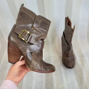 Frye Leather Andrea Mid Boots Brown Size 9.5M Ankle Booties