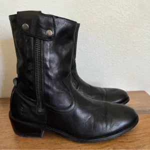 Frye Men's 87665 Black  Leather Side Zip Ankle Western Biker Boots Sz 11 D