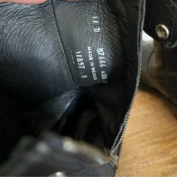 Frye Men's 87665 Black  Leather Side Zip Ankle Western Biker Boots Sz 11 D