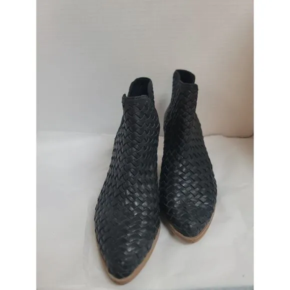 Frye Reed Woven Black Brown Leather Ankle Boots Booties 6 Medium Pre-Owned NICE