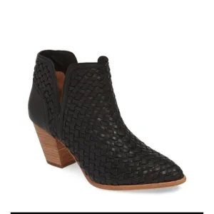 Frye Reed Woven Black Brown Leather Ankle Boots Booties 6 Medium Pre-Owned NICE