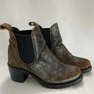 Frye Sabrina Metallic Suede Brown Ankle Boots Size 7.5 GUC