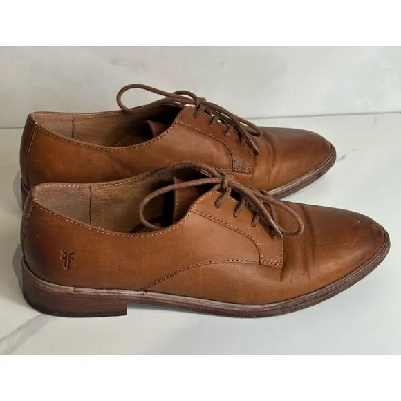 Frye Womens Pull Up Lace Emory Oxford Shoes Caramelantique Leather Brown Size 8M