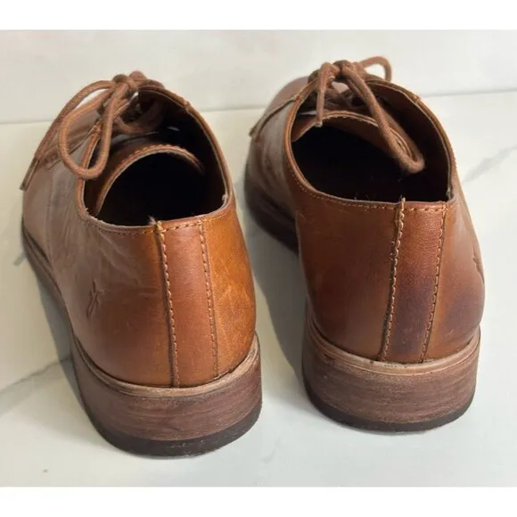 Frye Womens Pull Up Lace Emory Oxford Shoes Caramelantique Leather Brown Size 8M