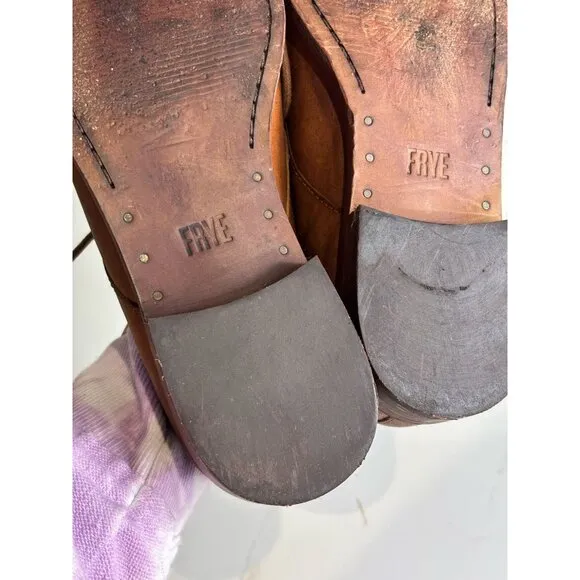 Frye Womens Pull Up Lace Emory Oxford Shoes Caramelantique Leather Brown Size 8M