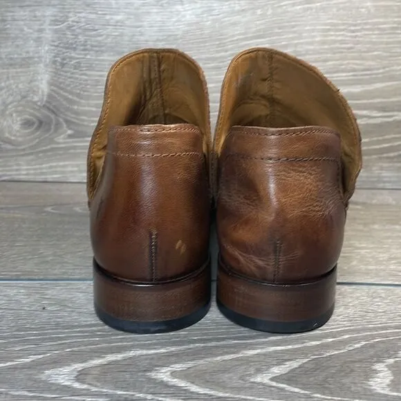 Frye Elyssa Shootie Cognac Brown Leather Women’s Sz 10M Slip On Ankle Boots