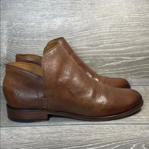 Frye Elyssa Shootie Cognac Brown Leather Women’s Sz 10M Slip On Ankle Boots