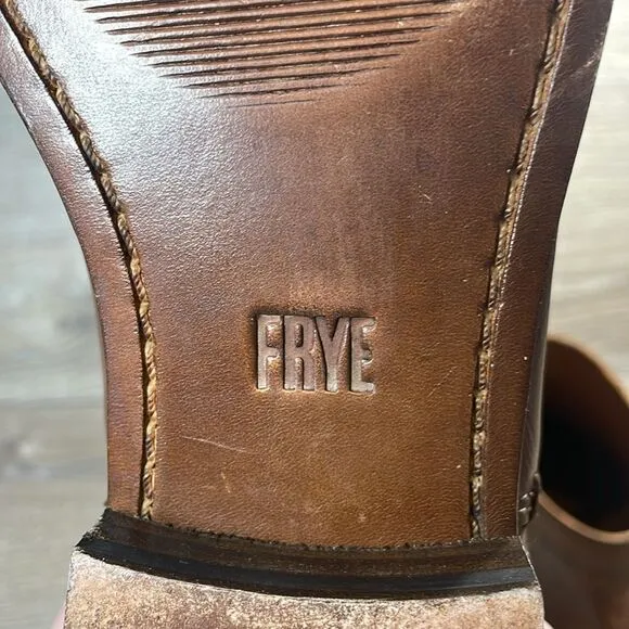 Frye Elyssa Shootie Cognac Brown Leather Women’s Sz 10M Slip On Ankle Boots