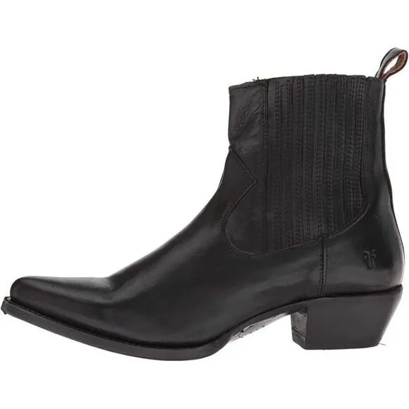 Frye Sacha Boots Women's US 9.5 Black Leather Block Heel Ankle Bootie ZPO1299