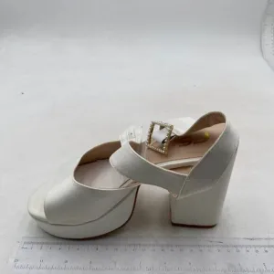 FSJ Women Platform Chunky Block High Heel Sandal Ankle Strap Open Toe White Shoe