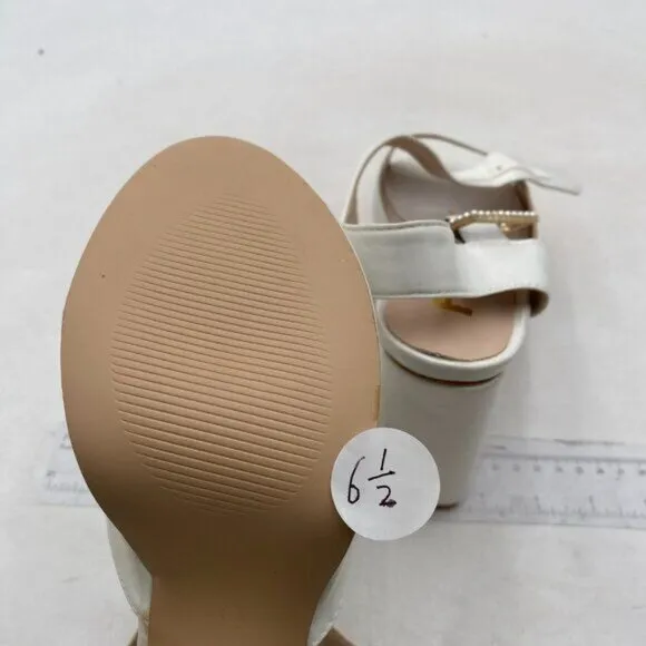 FSJ Women Platform Chunky Block High Heel Sandal Ankle Strap Open Toe White Shoe