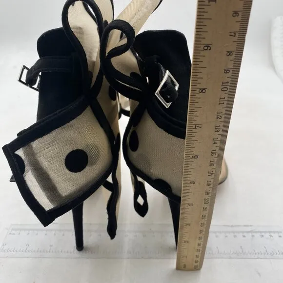 FSJ Women's Stilettos Buckle Ankle Strap Mesh Sandals Closed Pointed Toe Heels