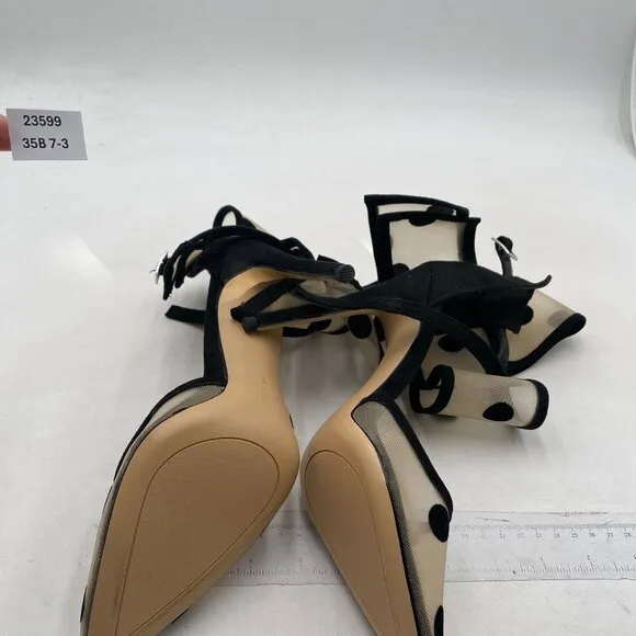 FSJ Women's Stilettos Buckle Ankle Strap Mesh Sandals Closed Pointed Toe Heels